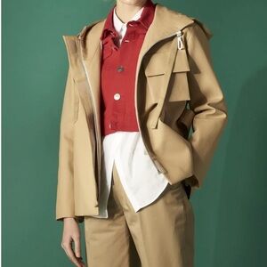 Sandro Tan Jacket with Red and White Accents